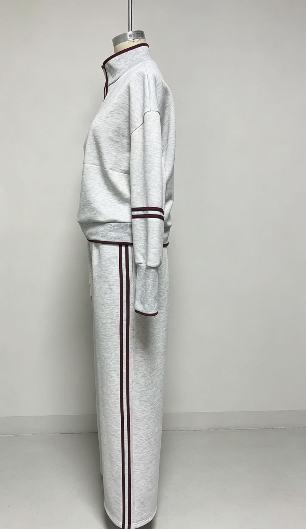Long Sleeves Sweatsuit 2 Piece Half Zip Sweatshirt Pants Set 2XL- Coffe