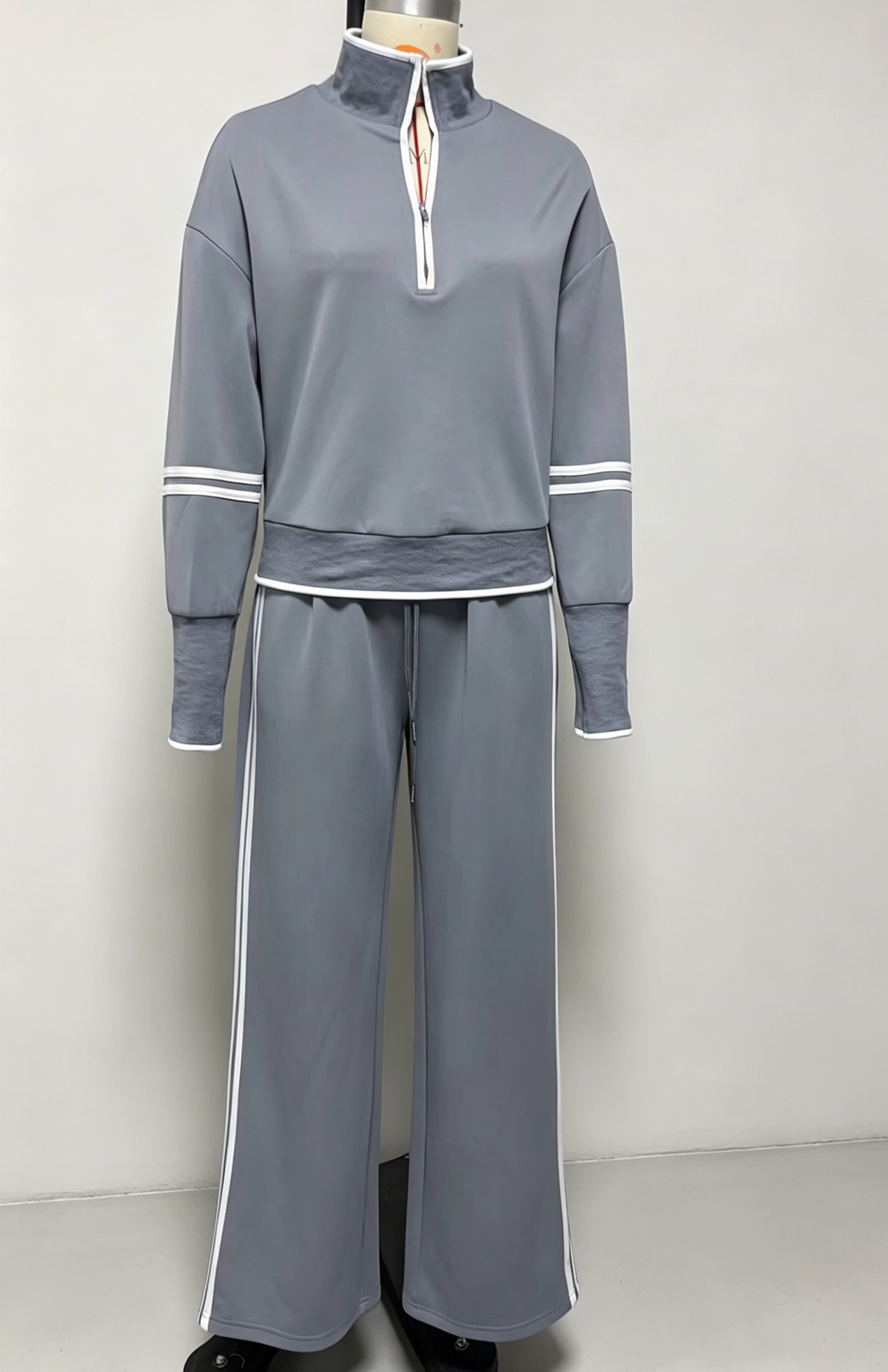 Long Sleeves Sweatsuit 2 Piece Half Zip Sweatshirt Pants Set XL- Coffe