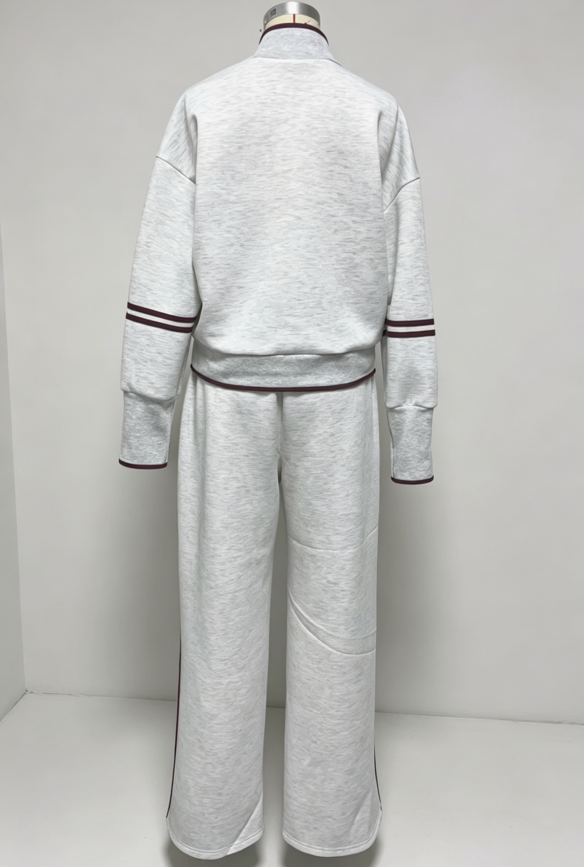 Long Sleeves Sweatsuit 2 Piece Half Zip Sweatshirt Pants Set 2XL- Coffe
